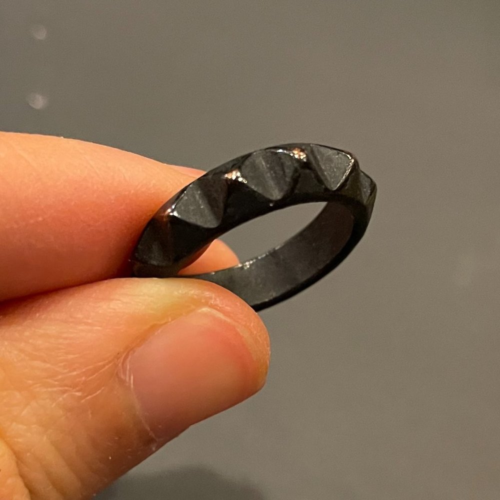 Black Matte Pyramid Stud Studded Ring Size 5.5-6